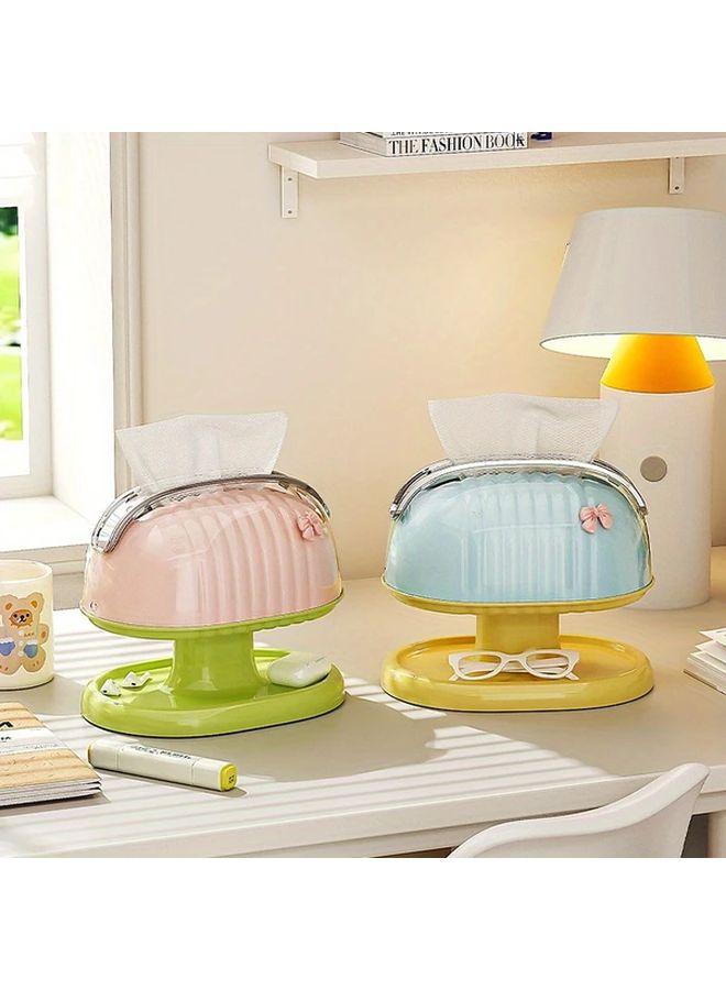 Cream Shell Tissue Box With Lid And Bow Label Decorative Napkin Holder - Image 3